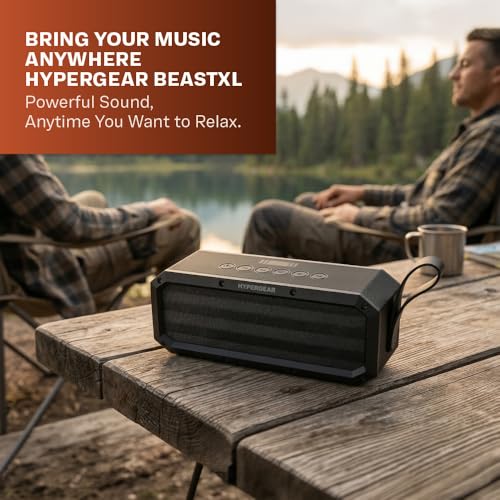 HyperGear BeastXL 30W Bluetooth Speaker - Wireless Portable Speaker with Loud Bass Stereo Sound, IPX6 Waterproof for Indoor/Outdoor Use with Built-in Mic