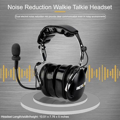 Retevis Noise Reduction Radio Headset with Mic,Racing Headset,1 Pack | Elastic Metal Bracket,for RT21 RT68 RT86 RT22,Compatible with Baofeng UV-5R/5RM, Pxton Radio,2 Way Headset Communication