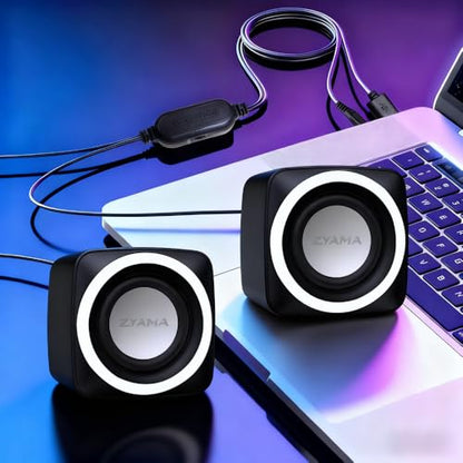 Basics Stereo 2.0 Speakers for PC or Laptop with Volume Control,USB-Powered, 1 Pair, Black - color: Black