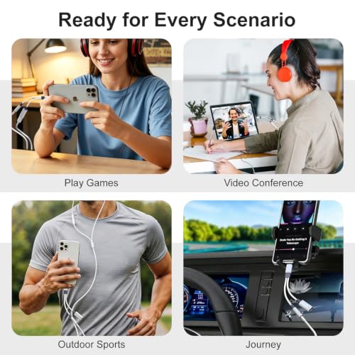 2 in 1 USB C to 3.5mm Audio Adapter with 60W PD Charging for iPhone,Galaxy | Hi-Res 32bit/384kHz DAC Type C to Aux Adapter, USB C to Headphone Jack Dongle Cable for iPhone 17/16,Galaxy S26/S25/S24,Pixel