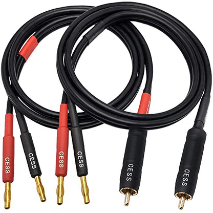 CNCESS RCA to Banana Plug Silicone Wire Speaker Cable (12AWG, 3 Feet) - size: 12AWG 3 Feet