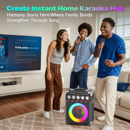 Karaoke Machine for Adults with Bass/Treble/Echo Adjustment, 100W PA System - color: Black