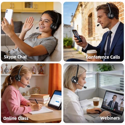 Arama Cell Phone Headset with Mic, 3.5mm Wired, USB-C Adapter | Answer Button, Noise Cancelling Mic, All-Day Comfort, Clear Voice Calls, iPhone, Andriod, Tablet, Zoom, Teams, Skype
