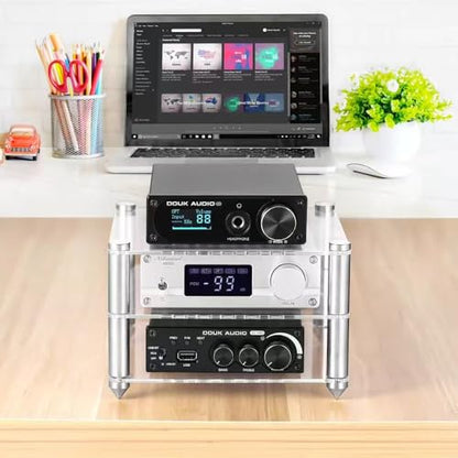 Transparent HiFi Racks Desktop Media Stand, Small Audio Component Rack, Mini AV Media Storage Cabinet, Acrylic Desk Shelf Organizer Stereo Tower(Clear) - color: Clear