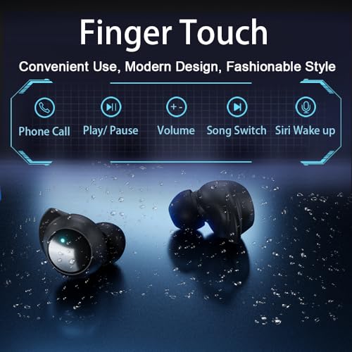 IHAO Luxury Sport Earbuds Headphone with HD Mic TWS in-Ear Headset Deep Bass HiFi Sound Multi Ture Active Noise Cancelling Mode Ergonomic Fit Painless Firm Wear Earphone-Earbuds with Hook T9 - color: Polish Black Dual Earbuds with hook T9