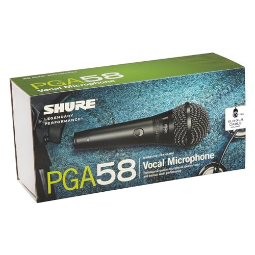 Shure PGA58 Dynamic Microphone - Handheld Mic for Vocals with Cardioid Pick-up Pattern, Discrete On/Off Switch, Stand Adapter and Zipper Pouch (PGA58-XLR) - style: 15' XLR-XLR Cable