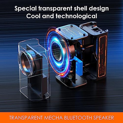 Portable Bluetooth Speaker with Lights, Transparent Wireless Mini Bluetooth Speaker with TWS, Perfect Small Speaker HD Sound and Bass for Office, Home, Shower, Room, Bike, Car (Black) - color: Black