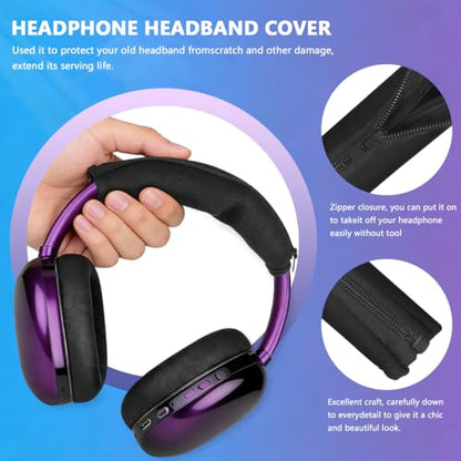 Zipper Headphone Headband Cover Neoprene for QC25 Black | Protector Wrap-On Headphone Pad for Scratch Protection, Easy Install Replacement