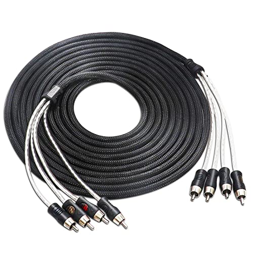 RECOIL P417 17ft 4-Channel RCA Audio Interconnects Cable Double Shielded | Premium 100% Oxygen Free Copper with Noise Reduction - size: 17ft