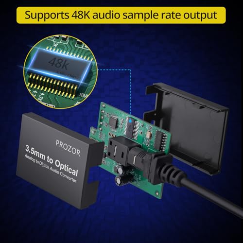 PROZOR 3.5mm to SPDIF Converter Analog to Digital Audio Cable ADC Adapter for Enhanced Sound Toslink Optical Output 3.5mm to Optical Cable for Gaming Consoles Computers and Projectors etc - style: 3.5mm to Optical