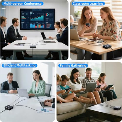 500W Fast Charging 8 Port USB C Charger Block with Nylon Fast Charging Cable, Multi-Device Charging Station Wall Desktop Charger with GaN Ⅲ Technology, USB-C Charger Adapter for MacBook/iPad/iPhone 17 - size: 500W+240W Fast Charging Cable Braided Nylon