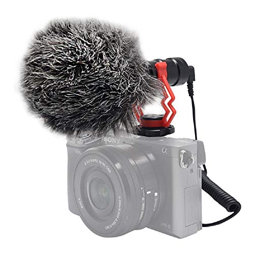 VM-M03 Metal Shotgun Video Microphone Compact On-Camera Cardioid Directional Condenser Mini Recording Mic with Deadcat Windscreen for Smartphone DSLR Cameras and Camcorders Mac Tablet