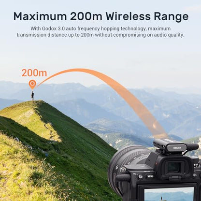 GODOX WEC Kit1 Wireless Lavalier Microphone | Noise Cancellation, 656ft Transmission, 8 Hours Battery, Mini Lapel Design for Camera Phone Android