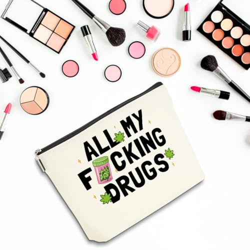 2 PCs Weed Gifts Funny Gifts Makeup Bag Marijuana Gifts Cosmetic Bag - color: Multicolor 0005