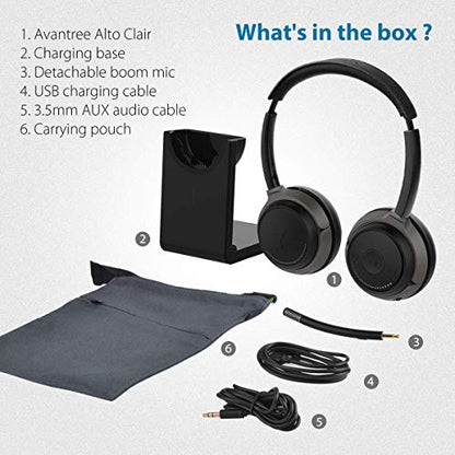 Avantree Alto Clair - Bluetooth Headset with Mic and Charging Base