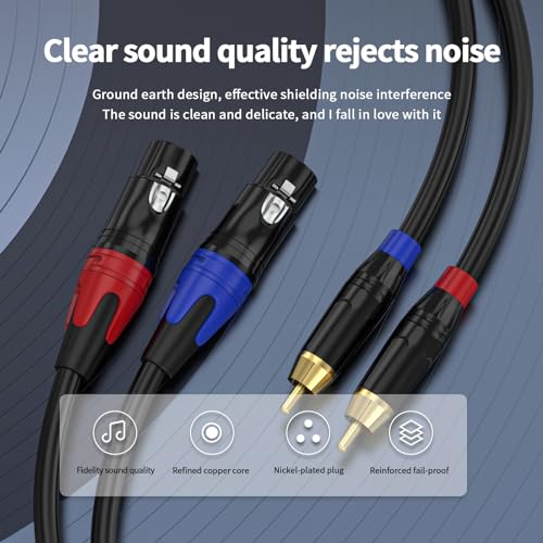 RCA to XLR Cable, Dual RCA Female to Dual XLR Male Cable, 2 RCA Male to 2 XLR Female HiFi Audio Cable, 4N OFC Wire, for Amplifier Mixer Microphone,25Feet - size: 25FT-RCA male to XLR Female