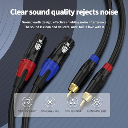 RCA to XLR Cable, Dual RCA Female to Dual XLR Male Cable, 2 RCA Male to 2 XLR Female HiFi Audio Cable, 4N OFC Wire, for Amplifier Mixer Microphone,25Feet - size: 25FT-RCA male to XLR Female