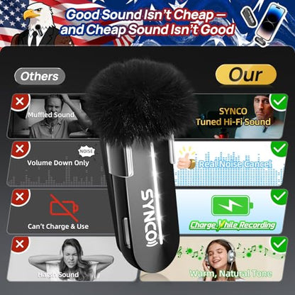 SYNCO Wireless Lavalier Microphone for iPhone, Professional Lapel Clip on Mics for Vlogging, Tiktok, YouTube Video Recording, Best External Lav Microphone for iPhone 14/13/12/11/X Lightning iOS - style: 2 Mics for Lightning