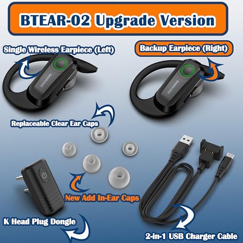 SAMCOM BTEAR-02 Wireless Earpiece with Mic for FPCN10A/FPCN30A Radio, 1 Set