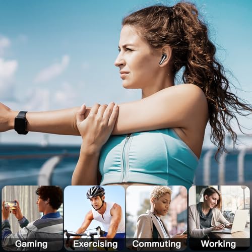 kurdene Wireless Earbuds, Bluetooth 5.3 in Ear Buds Light Weight Headphones with Deep Bass Sound,48 Hours Playtime Headset,Clear Calls Earphones with Mics for Sports Workout Black - color: Black