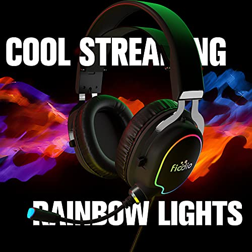 Gaming Headset with Surround Sound Stereo for Xbox One PS4 PC Switch Tablet, Noise Cancelling Over Ear Headphones with Mic, LED Light and Soft Memory Earmuffs for Laptop