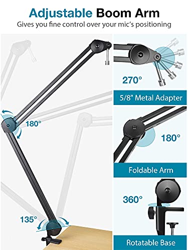 InnoGear Mic Arm Desk Mount Microphone Stand Boom Arm for Blue Yeti, Large - size: Large