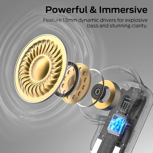 Monster N-Lite 217 Wireless Earbuds, Bluetooth 6.0 Stereo Headphones with Powerful Bass, Built-in Smart Noise Cancelling Mic for Clear Calls, Comfortable Fit, 32H Playtime, IPX5 Waterproof, Black