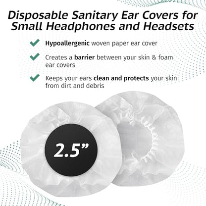 SuperEar Headphone Covers - Disposable Headset Ear Covers - 50 Pair (2.5")