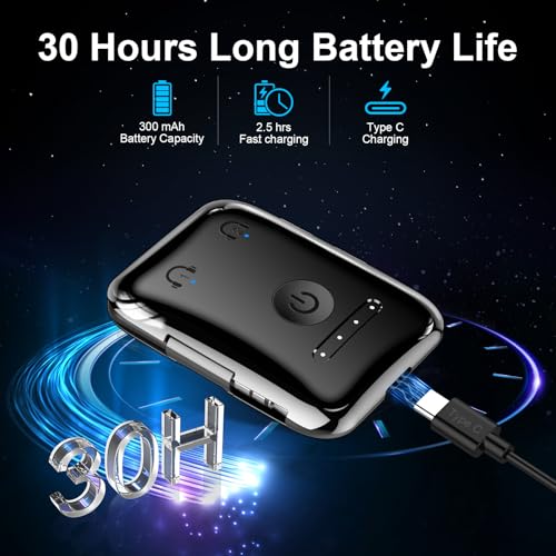 Premium Bluetooth 5.4 Airplane Audio Adapter, 30Hrs Playtime, aptX Adaptive & HD Audio Transmitter for AirPods/Bose, Supports 2 Headphones for Travel Flight & TV - color: Black