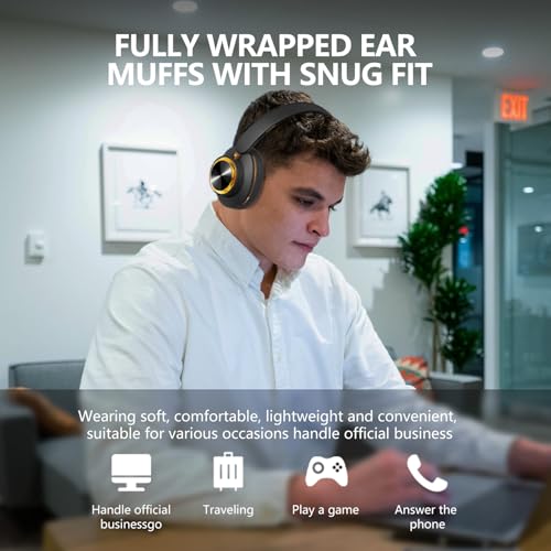 H8 BT 5.4 ANC Noise Cancelling Over-Ear Wireless Headphones (Black) | Deep Bass,120H Playtime,Foldable,High-Protein Ear Pads,1.5m 3.5mm AUX Cable,for Driving,Office,Travel,Online Class - color: Black