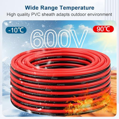 12 Gauge Wire - 12 AWG 2 Conductors Copper Wire Battery Cable Oxygen Free Copper Wire for Solar Panel, Automotive, Trailer, RV and Speaker (12 Gauge 10FT) - size: 10 FT, style: 12 AWG