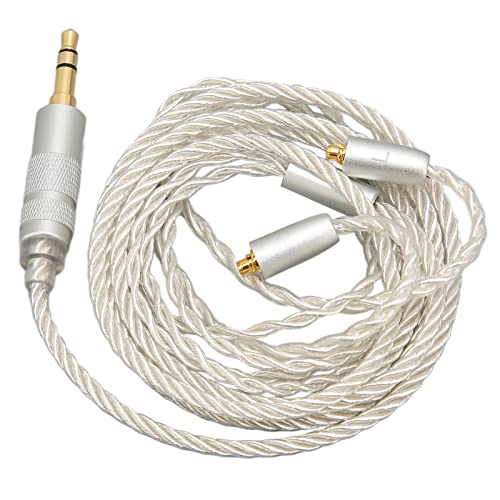 Replacement Earphone Cable, Silver Plated Copper HiFi 4 Core MMCX to 3.5mm Sound Jack, Upgrade Headphone Wire with Noise Reduction for SE215 SE315 SE425 SE535 SE846,