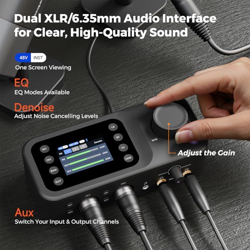 NearStream PodKit Quad Podcast Equipment Bundle for Group Podcast/Stream | Audio Setup with 4 Podcast Microphones, 2 Audio Interfaces, 4 Mic Boom Arms, 4 XLR Microphone Cables - style: PodKit Quad