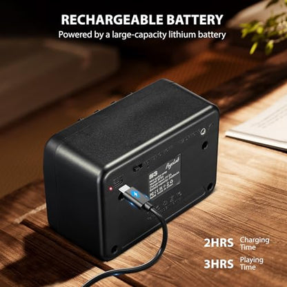 Mini Guitar Amp, 5W Small Portable Electric Guitar Amplifier, Clean & Drive Effects 2 Channels, Rechargeable Bluetooth Speaker with Headphone Jack, for Daily Practice (Black)