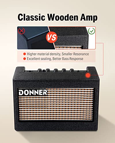 Donner Mini Electric Guitar Amp Wooden 5W Small mplifier Desktop Practice Guitar Speaker, M-3 - color: Wood