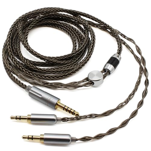 Youkamoo 4.4mm Cable Compatible with Hifiman HE4XX, HE-400i Headphones 8 Core Braided Silver Plated Replacement Audio Upgrade Cable (4.4mm to Dual 3.5mm Male Version) - size: 6 Feet