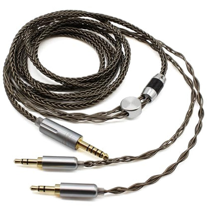 Youkamoo 4.4mm Cable Compatible with Hifiman HE4XX, HE-400i Headphones 8 Core Braided Silver Plated Replacement Audio Upgrade Cable (4.4mm to Dual 3.5mm Male Version) - size: 6 Feet