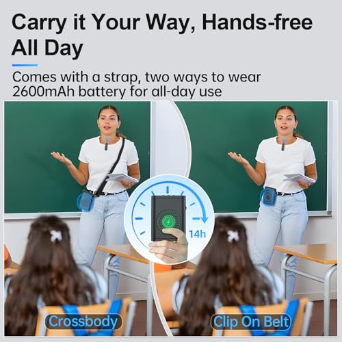 Moman Voice Amplifier for Teachers with Wireless Lavalier Microphone, Zero Whistling, Low Latency, Portable Meagaphone Speaker Mic for Classroom Meeting - color: Black