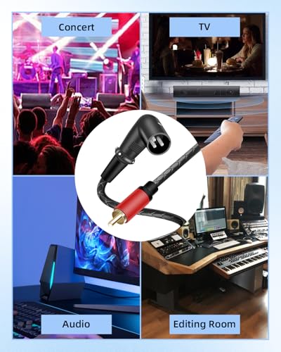 90 Degree 3Pin XLR to RCA Cable,Right Angle XLR Male to RCA Male Audio Adapter Cable for Mixers, Amplifiers, Players, Microphones est.(2M) - style: 90 Degree XLR 3-Pin Male to RCA Male 2M