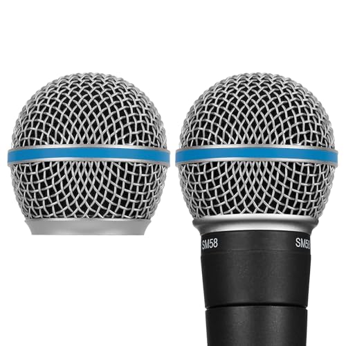 GEEKRIA for Creators Replacement Mic Grille Compatible with Shure BETA 58A, SV100, Metal Mesh Ball Head Cover, Microphone Mesh Replacement, Silver, 2-Pack - color: Silver