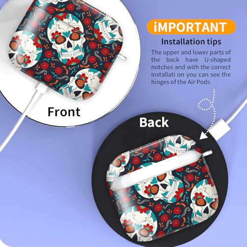 Cute Case Cover Compatible with AirPods 4th Generation 2024, Shockproof for Women & Girls with Cute Golden Round Buckle – Protective, Anti-Drop Design(Cute Skull) - color: Cute Skull