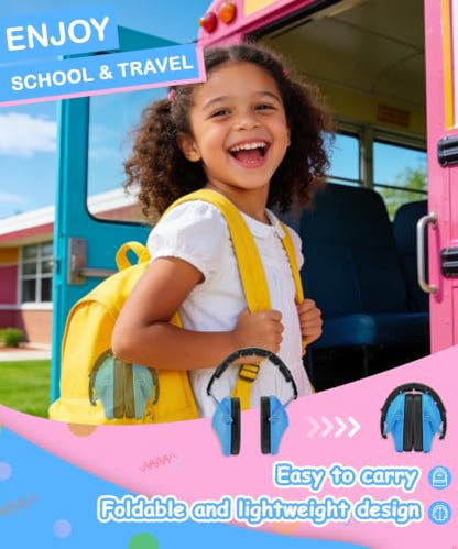 ZOHAN 032 Kids Noise Cancelling Headphones - 25dB NRR Kids Ear Protection, Hearing Protection Safety Ear Muffs for School Monster Truck Fireworks Traveling Studying Concerts Autism - Blue - color: Blue