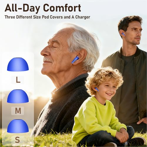 Wireless Earbuds 2 Pack, ANC in-Ear Bluetooth Headphones, Big Bass Durable, Lightweight Design for Noisy Factories, Gym, and Travel, 60 Hour Long Playtime (Dark Blue) - color: Dark Blue