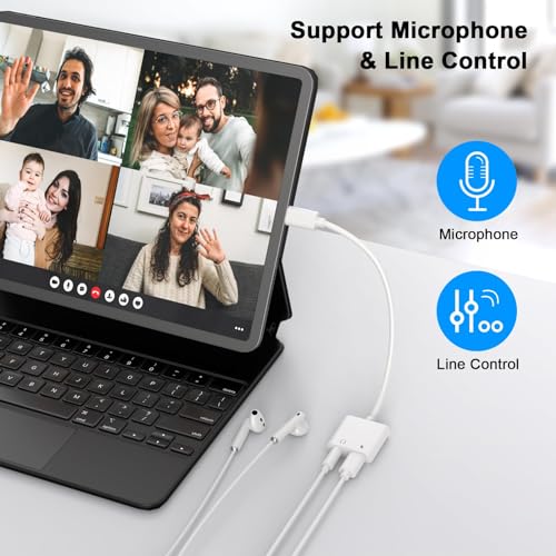 iPhone Headphone Adapter,[Apple MFi Certified] 2 Pack USB C to 3.5mm Headphone and Charger Adapter Type C to Aux Jack Dongle Cable with Fast Charging for iPhone 17/16/15/Pro Max/Plus Galaxy iPad