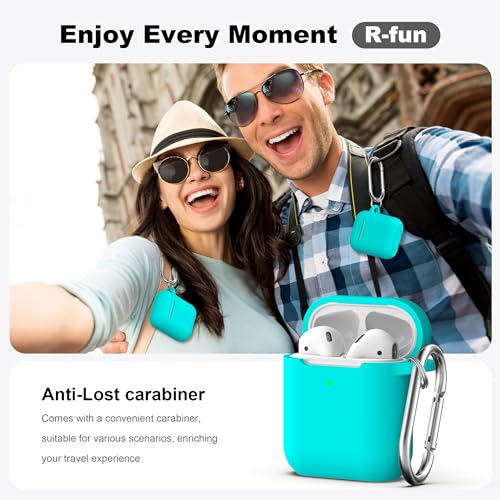 for AirPods 2nd/1st Case Silicone Cover, New Teal | Compatible with Apple AirPods 2nd/1st (2019/2016) Generation with Keychain & Cleaner Kit, Wireless Charging Compatible - color: E1-New Teal
