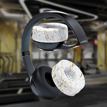 WC SweatZ Solo - Patented Earpad Sweat Covers for Beats Solo 4 & 3, Made by Wicked Cushions | Sweatproof & Machine Washable | Gold Marble - color: Gold Marble