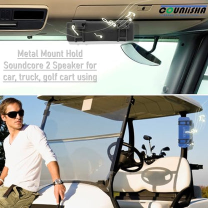 Metal Wall Mount compatible for Anker Soundcore 2 Portable Speaker,black | secure shelf durable holder with adjustable silicone straps,durable Wall Bracket for Ceiling,bike,car,boat,golf cart,jet ski