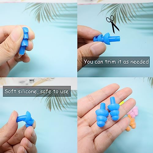 Honbay 6Pairs Reusable Silicone Swimming Earplugs Soft and Flexible Ear Plugs for Swimming, Learning, Hearing Protection, Concerts, Airplanes, Shooting, etc