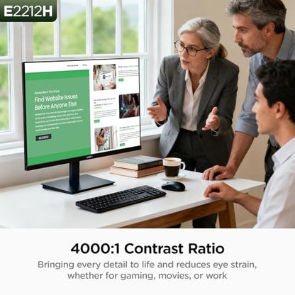 KOORUI 22 Inch Computer Monitor FHD 120Hz VA VESA Low Blue Light, E2212H | Adaptive Sync, 4000:1 Contrast Ratio, Ultra-Slim Display, HDMI 1.4/VGA, Tilt Adjust, Compact for Dorms, Study and Office - size: 22