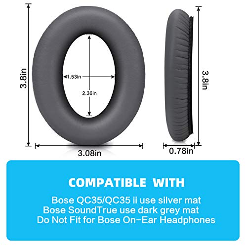 Replacement Ear Pads for Bose SoundTrue Headphones Around-Ear Style, Memory Foam Also Fits QuietComfort 35/ QC35 II Around-Ear Headphones(Dark Grey) - color: Dark grey